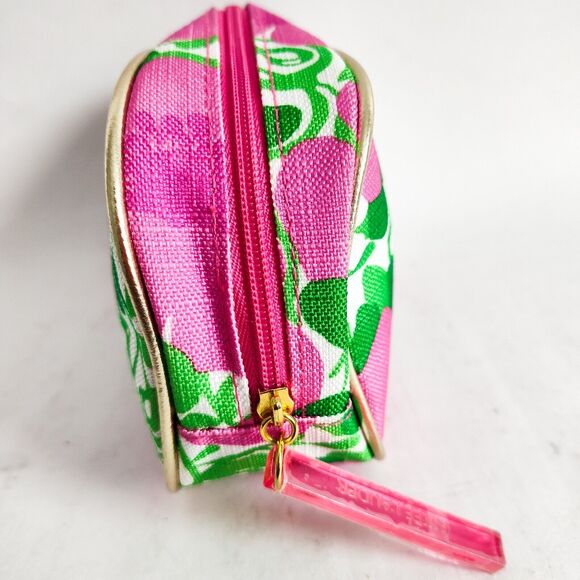 Lilly Pulitzer for Estee Lauder Pink Green Floral Travel Make-up Bag Pouch 9"x5" - Picture 5 of 8